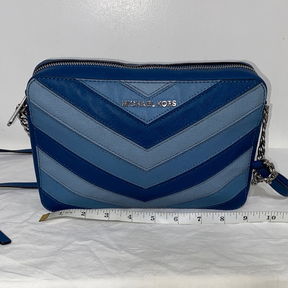 Michael Kors Two-Tone Blue Chevron Crossbody Bag
